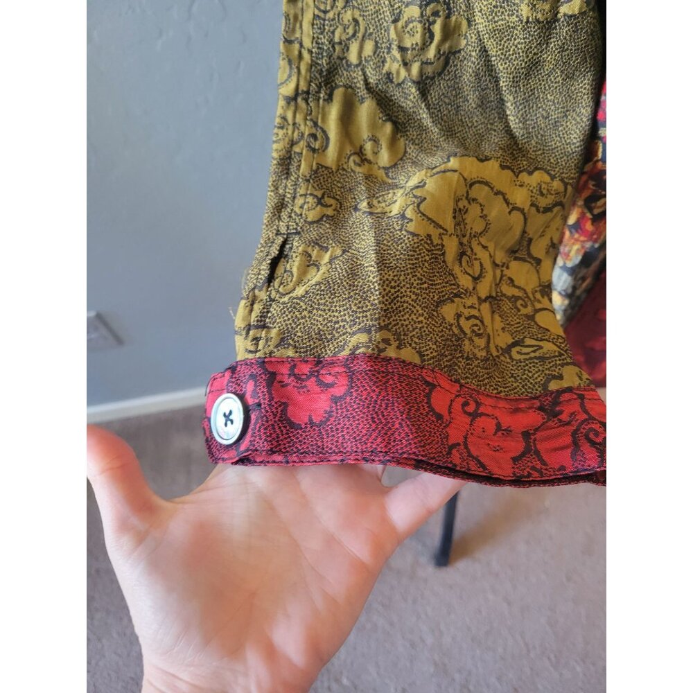 John Mark Artsy Asian Inspired Mandarin Collar Patchwork Floral Top Shacket 3X - Picture 5 of 10